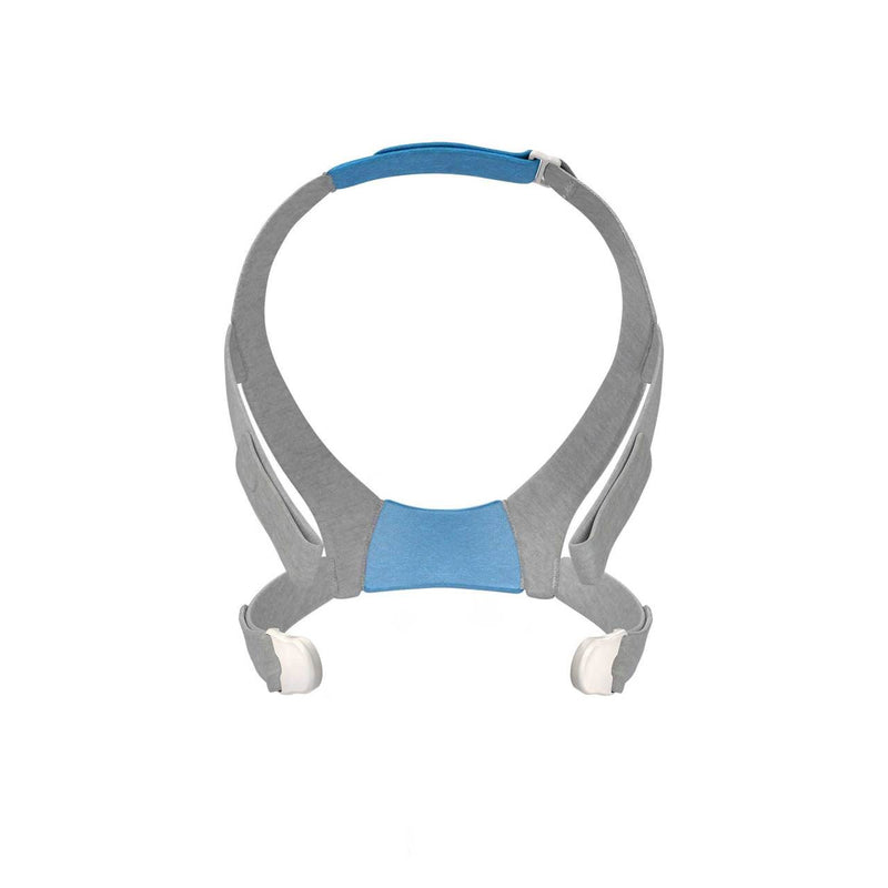 A gray and blue mask headgear