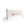 A white Zopec Explore Mini portable power bank with a red cross logo and black/red text, shown at an angle on a white background.