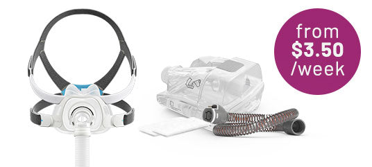 ResMed AirFit Smart Care bundle featuring a full face mask with accessories, from $3.50 per week.