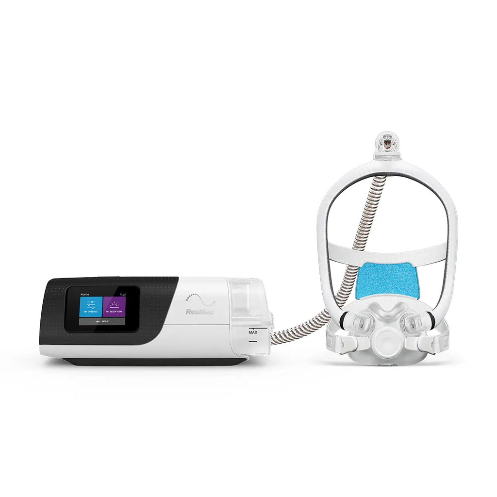 The Airsense 11 CPAP Machine attached to the F30i Mask 