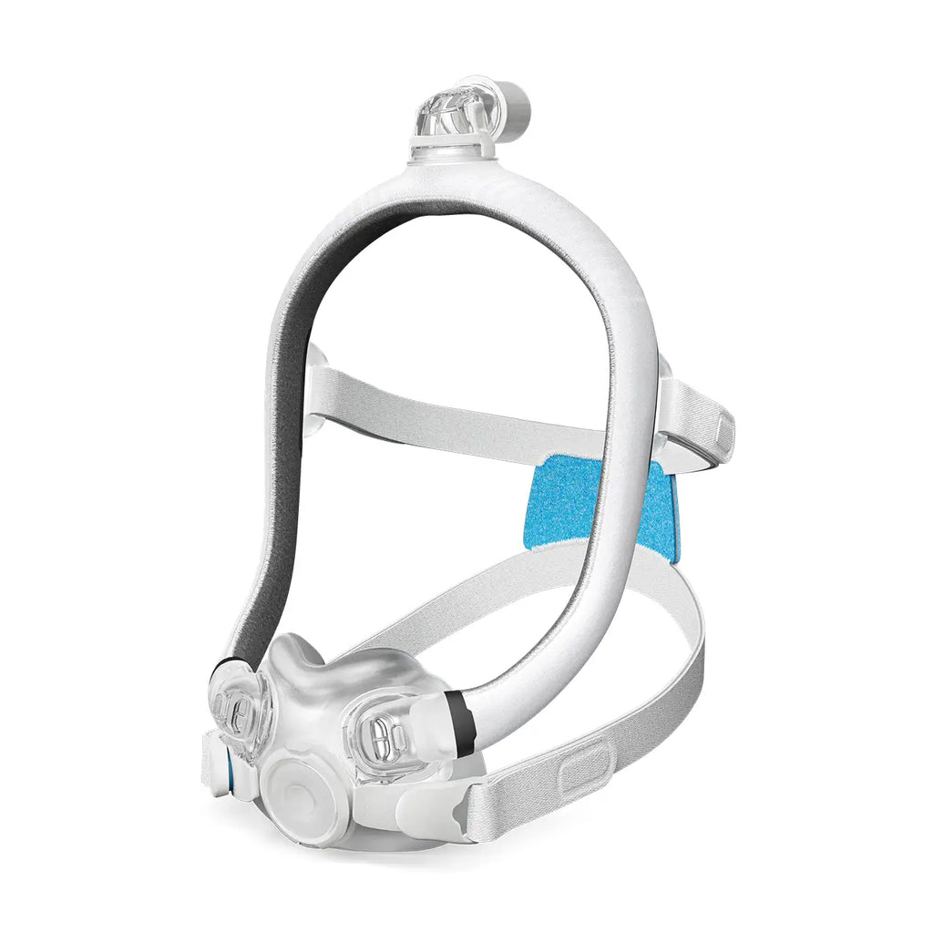AirTouch F30i CPAP mask with blue cushion on a white background