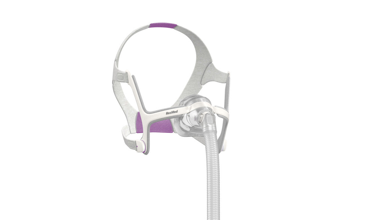 grey and purple nasal mask
