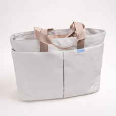 Grey luxe totebag on white background