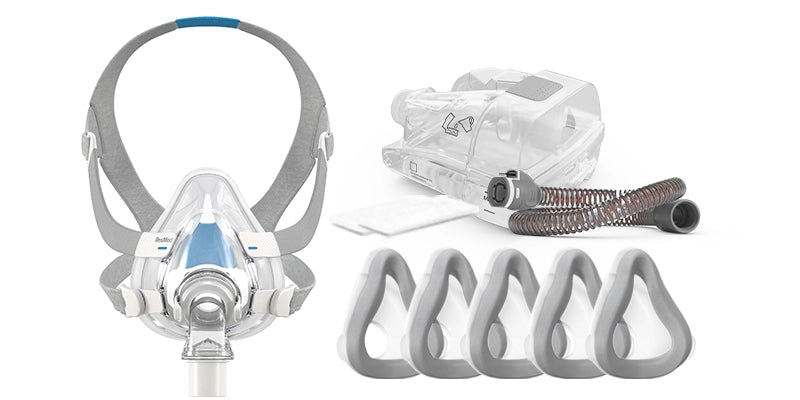 AirTouch masks with a CPAP cushion and accessories on the side