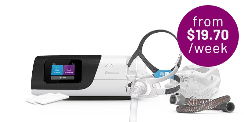 Resmed Total Care CPAP bundle including AirSense 11 machine, full face mask, humidifier and tubing, from $19.70 per week.
