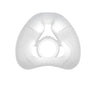 A white, silicone replacement cushion for the nasal mask, viewed from the front.