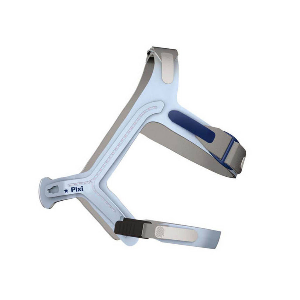 Replacement headgear for the Pixi Paediatric mask with blue and grey colors.