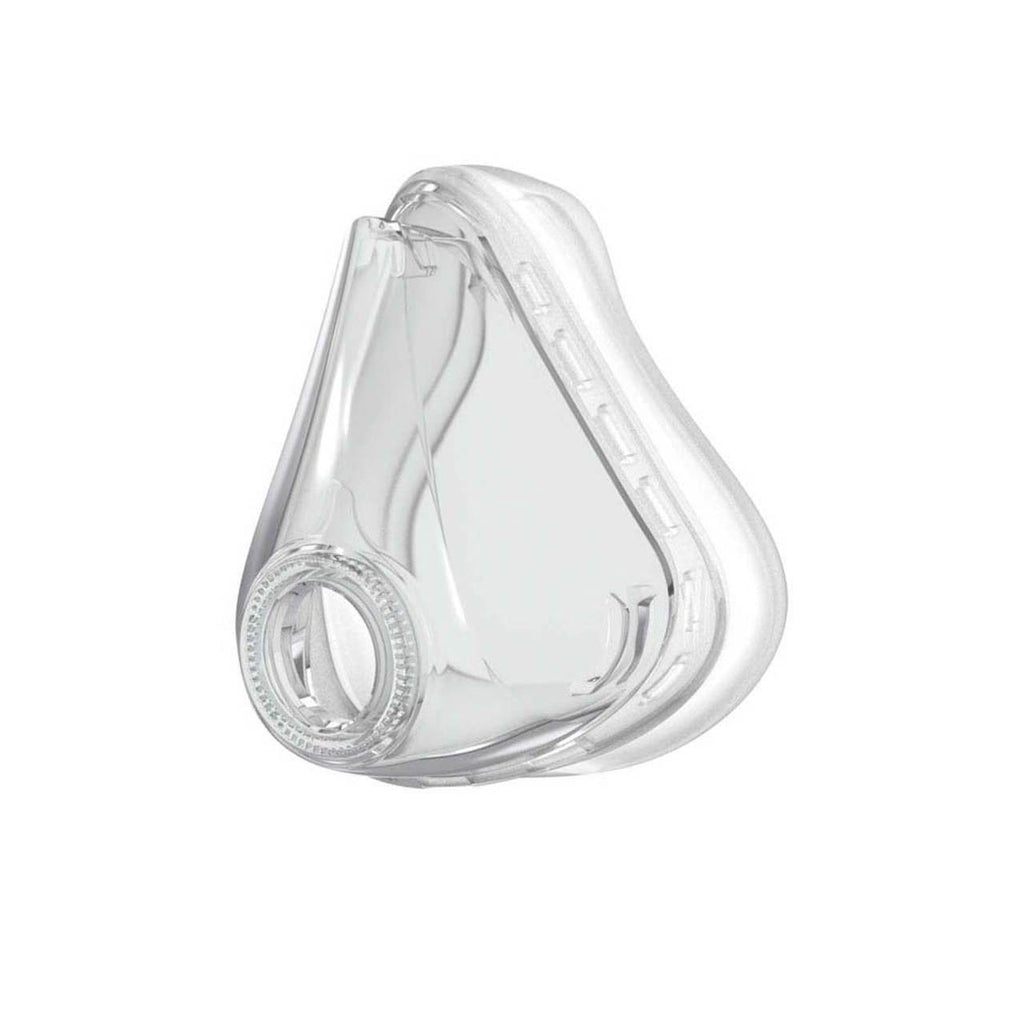A transparent, silicone cushion for CPAP masks