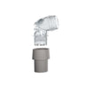 A Mask replacement elbow assembly with a clear, plastic-looking component and a grey base.