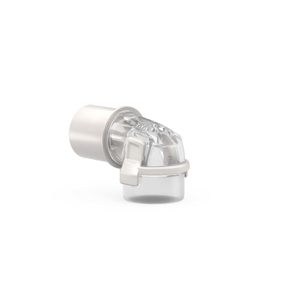 A replacement elbow for the CPAP mask, shown isolated on a white background.