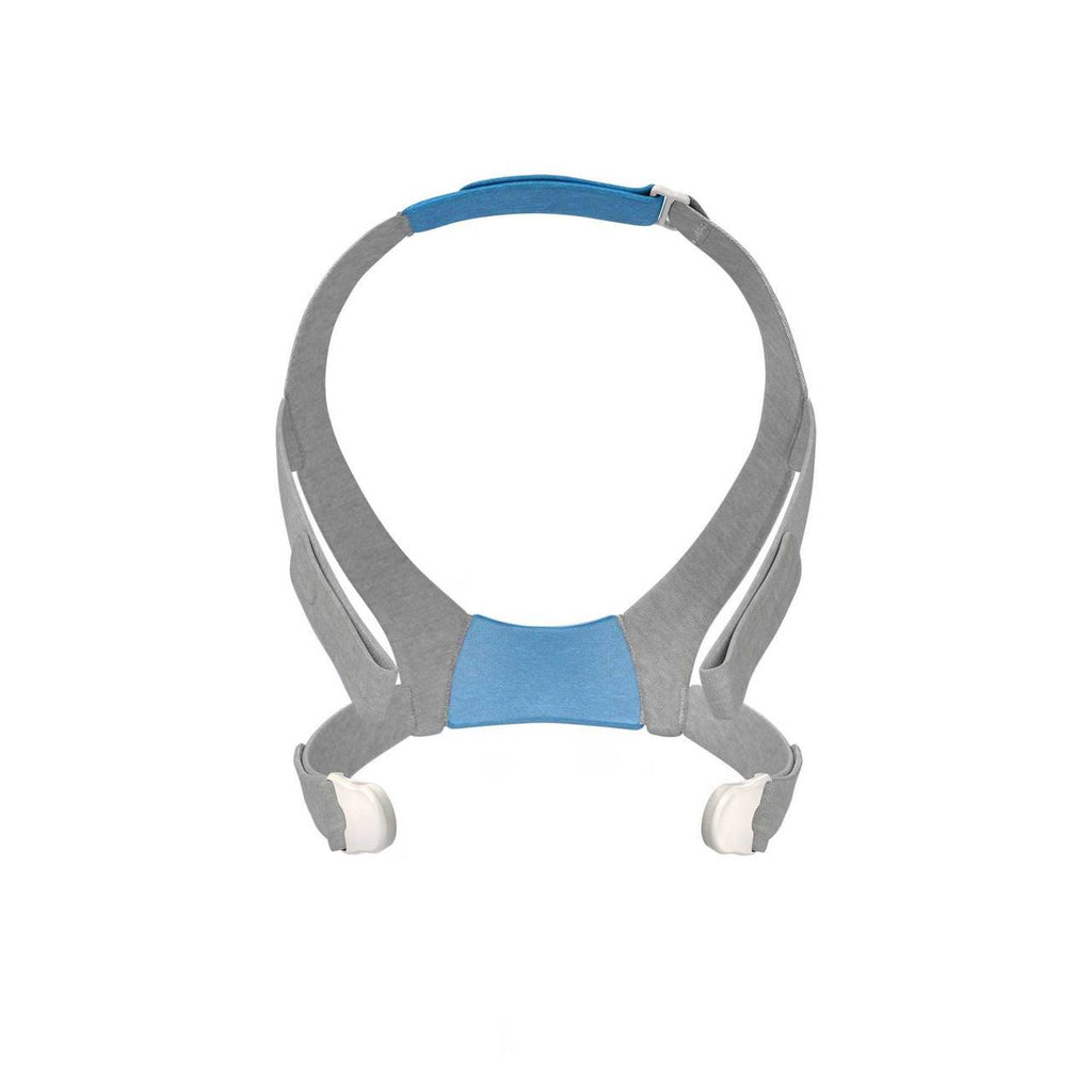 A gray and blue mask headgear