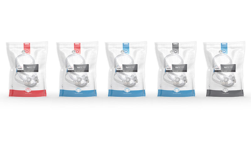 5 ResMed AirFit F30i Full Face Mask packages side by side